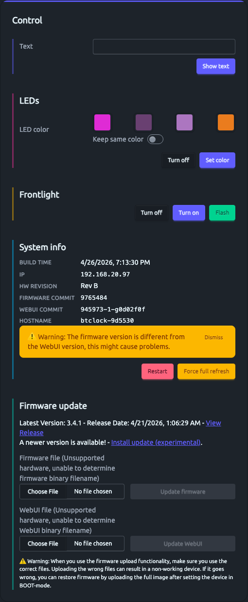 Control card close-up