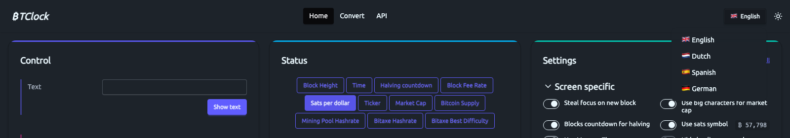 WebUI language picker
