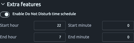 Settings → Extra features → Time-based DND